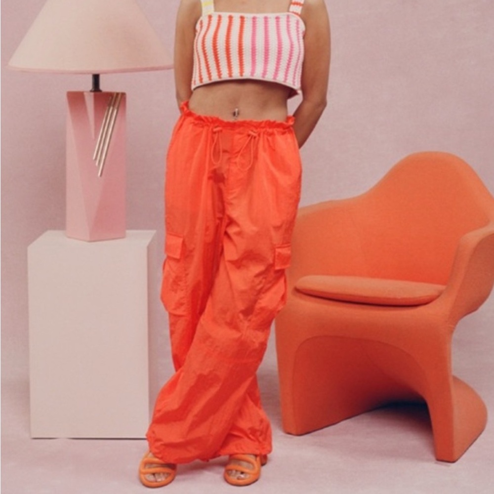 ALANI NOELLE Future Collective Orange Nylon Cargo Pants